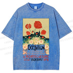 Unisex Vintage Flower Poster Printed Washed Tee