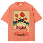 Unisex Vintage Flower Poster Printed Washed Tee
