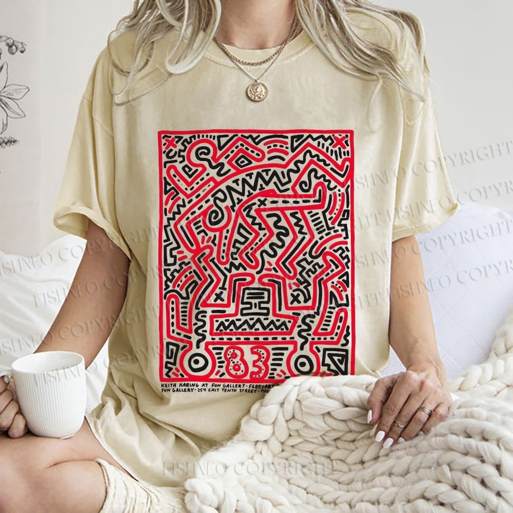 Unisex Graffiti Printed Washed Tee