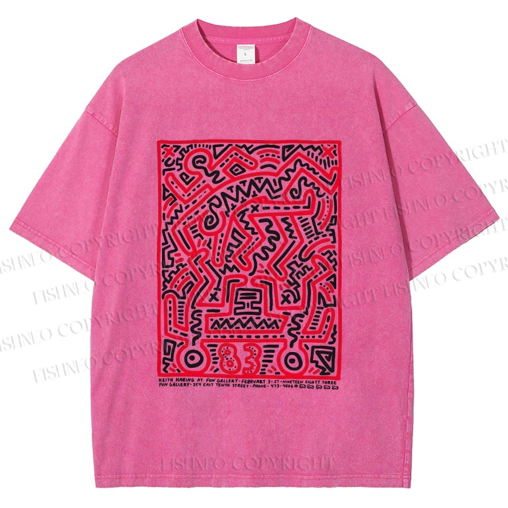 Unisex Graffiti Printed Washed Tee