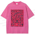 Unisex Graffiti Printed Washed Tee