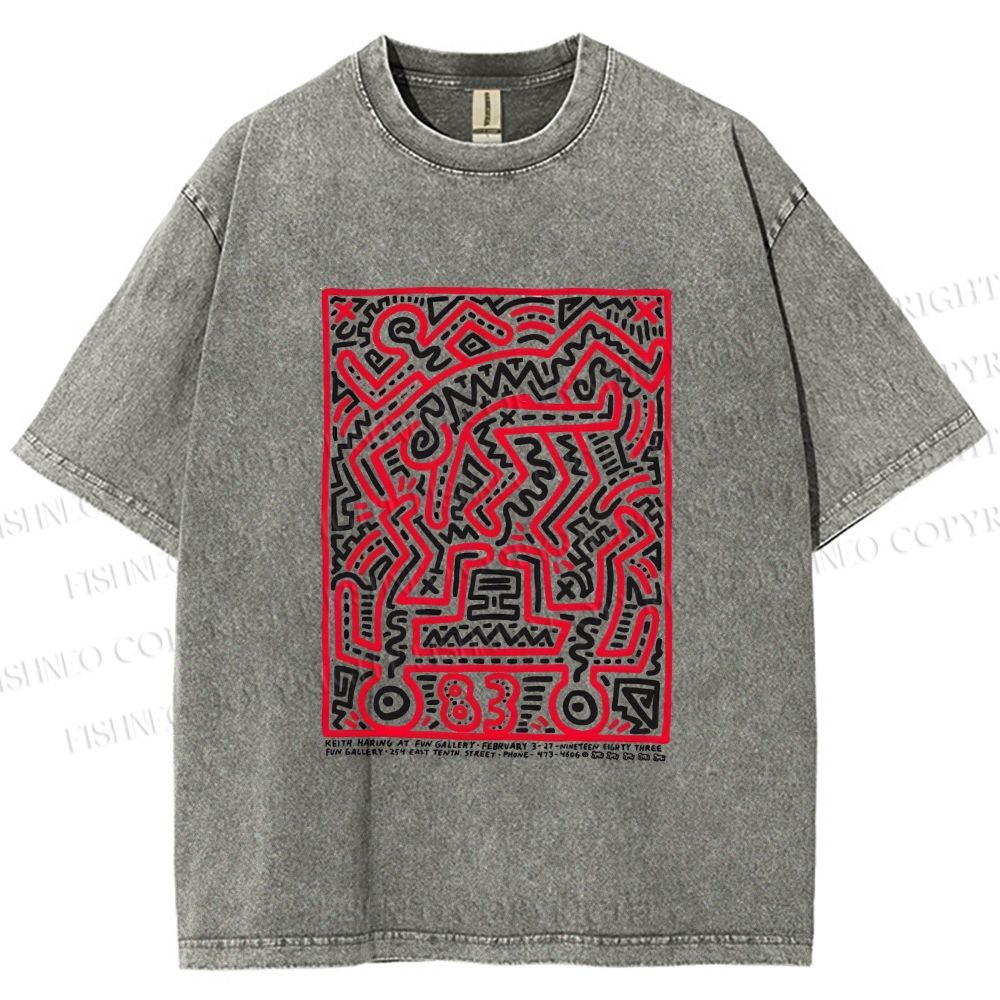 Unisex Graffiti Printed Washed Tee