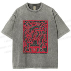 Unisex Graffiti Printed Washed Tee