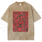 Unisex Graffiti Printed Washed Tee