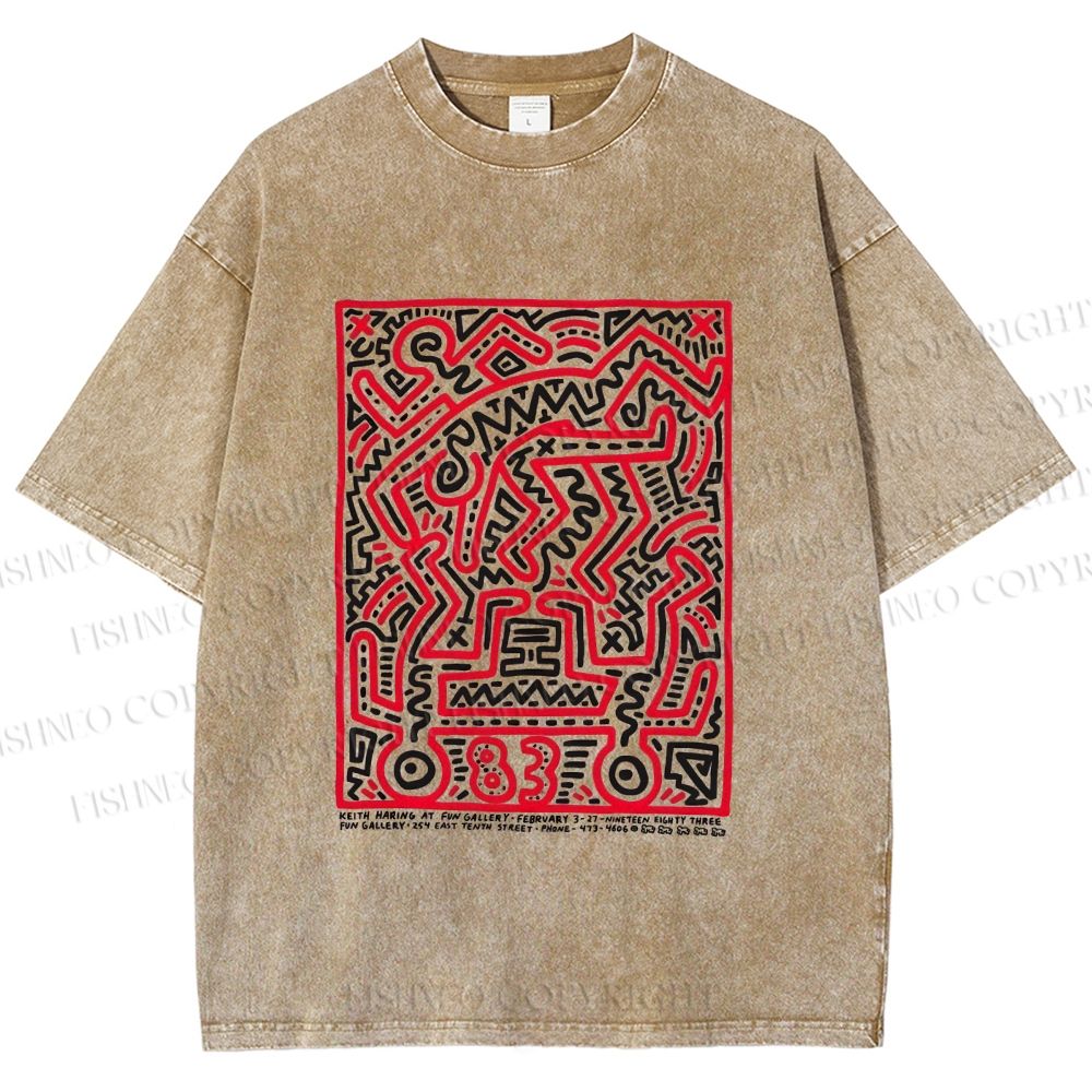 Unisex Graffiti Printed Washed Tee