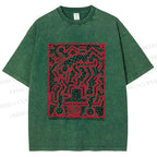 Unisex Graffiti Printed Washed Tee