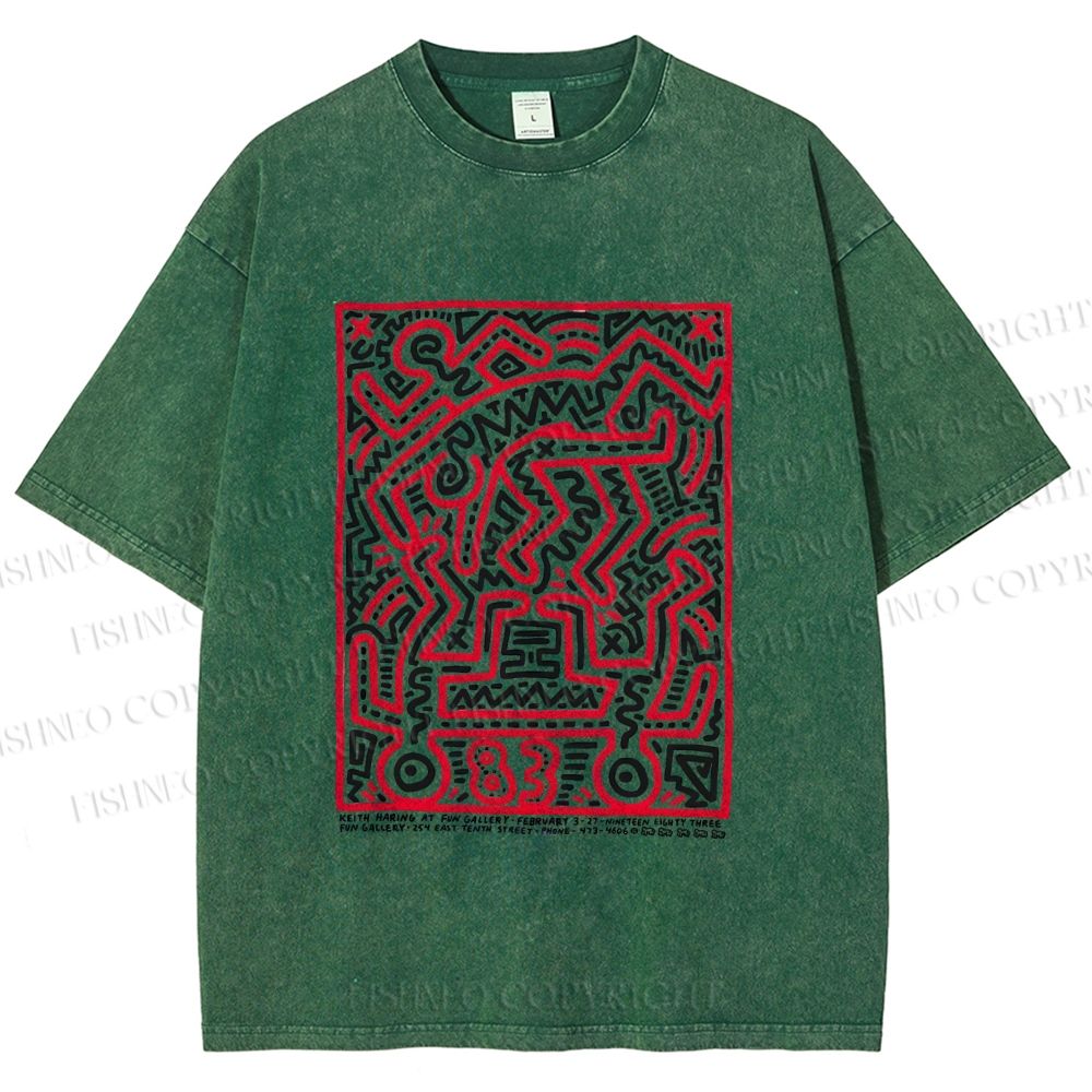 Unisex Graffiti Printed Washed Tee