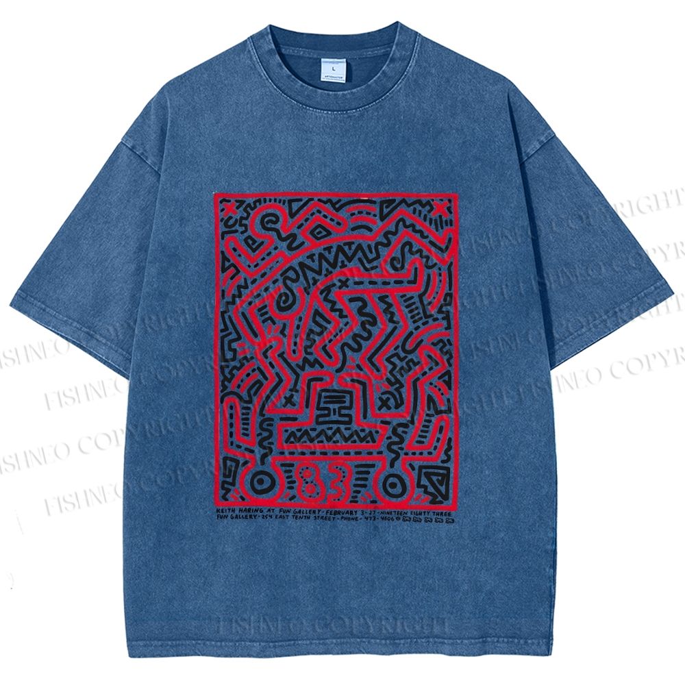 Unisex Graffiti Printed Washed Tee