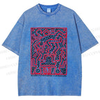 Unisex Graffiti Printed Washed Tee