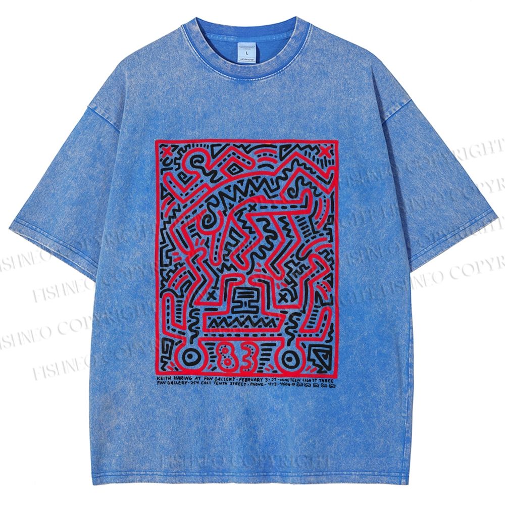 Unisex Graffiti Printed Washed Tee