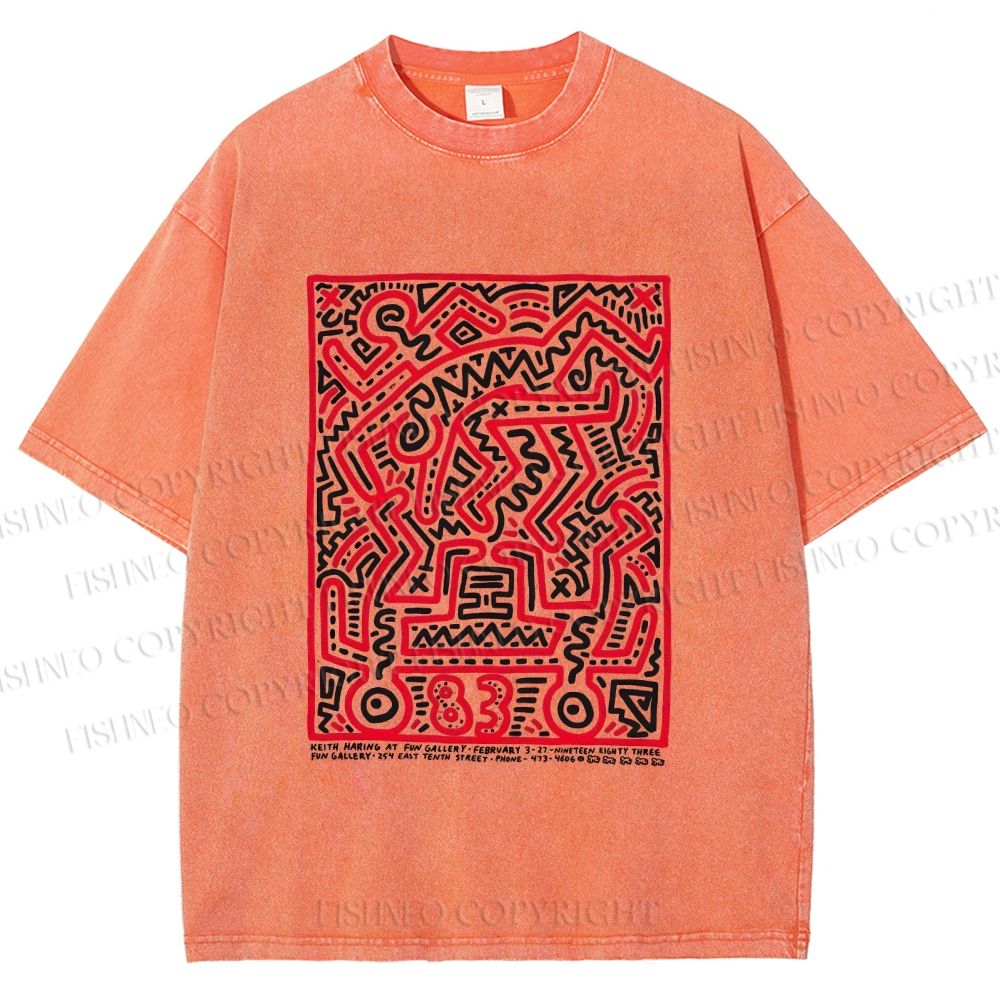 Unisex Graffiti Printed Washed Tee