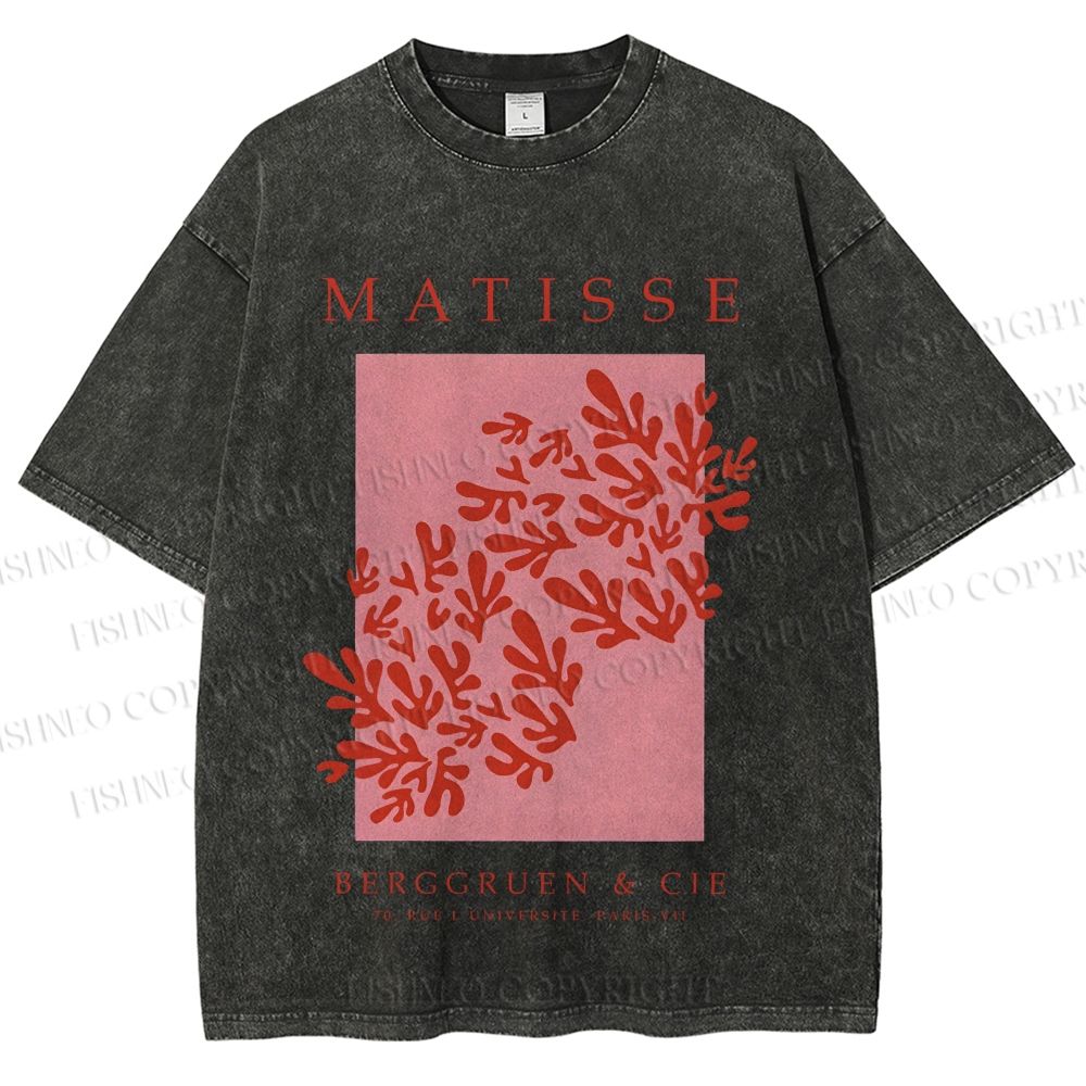 Unisex Coral Printed Washed Tee