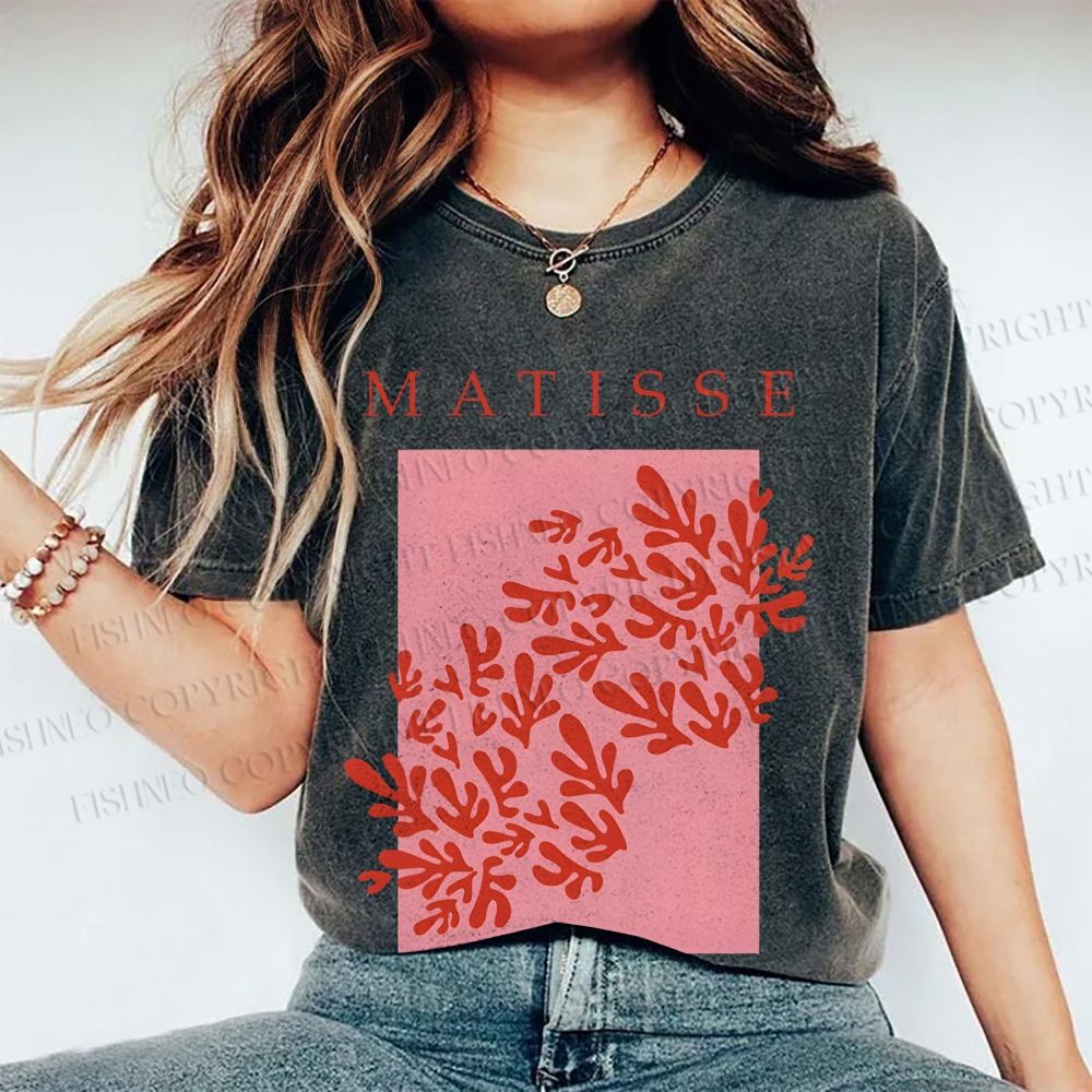 Unisex Coral Printed Washed Tee
