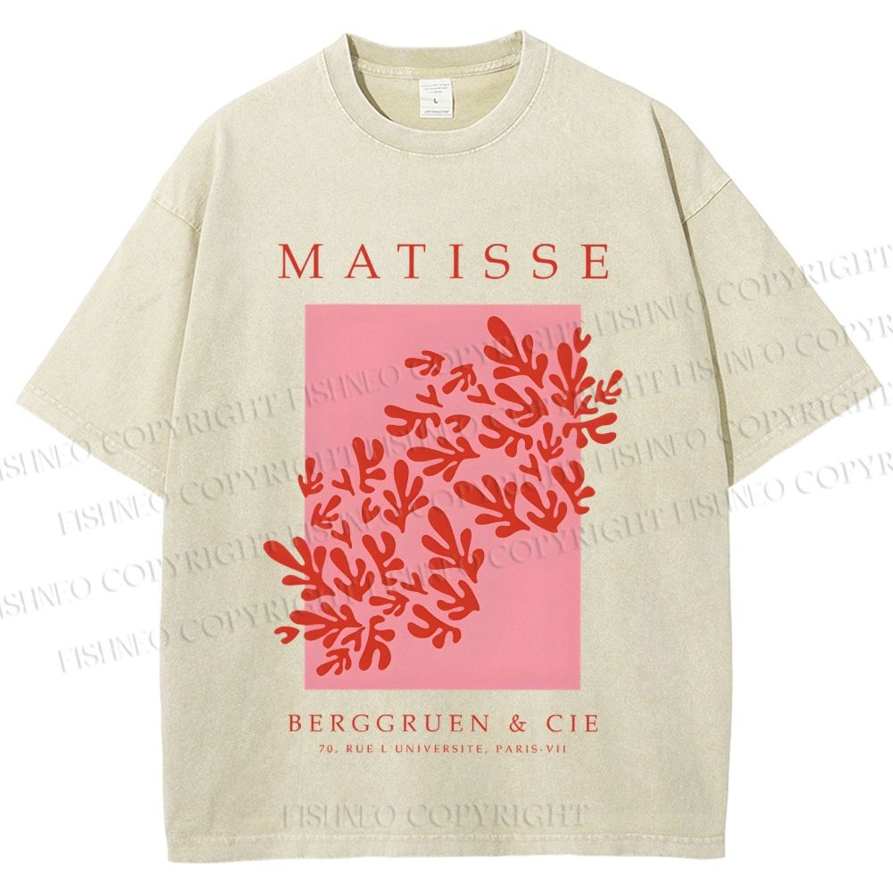 Unisex Coral Printed Washed Tee