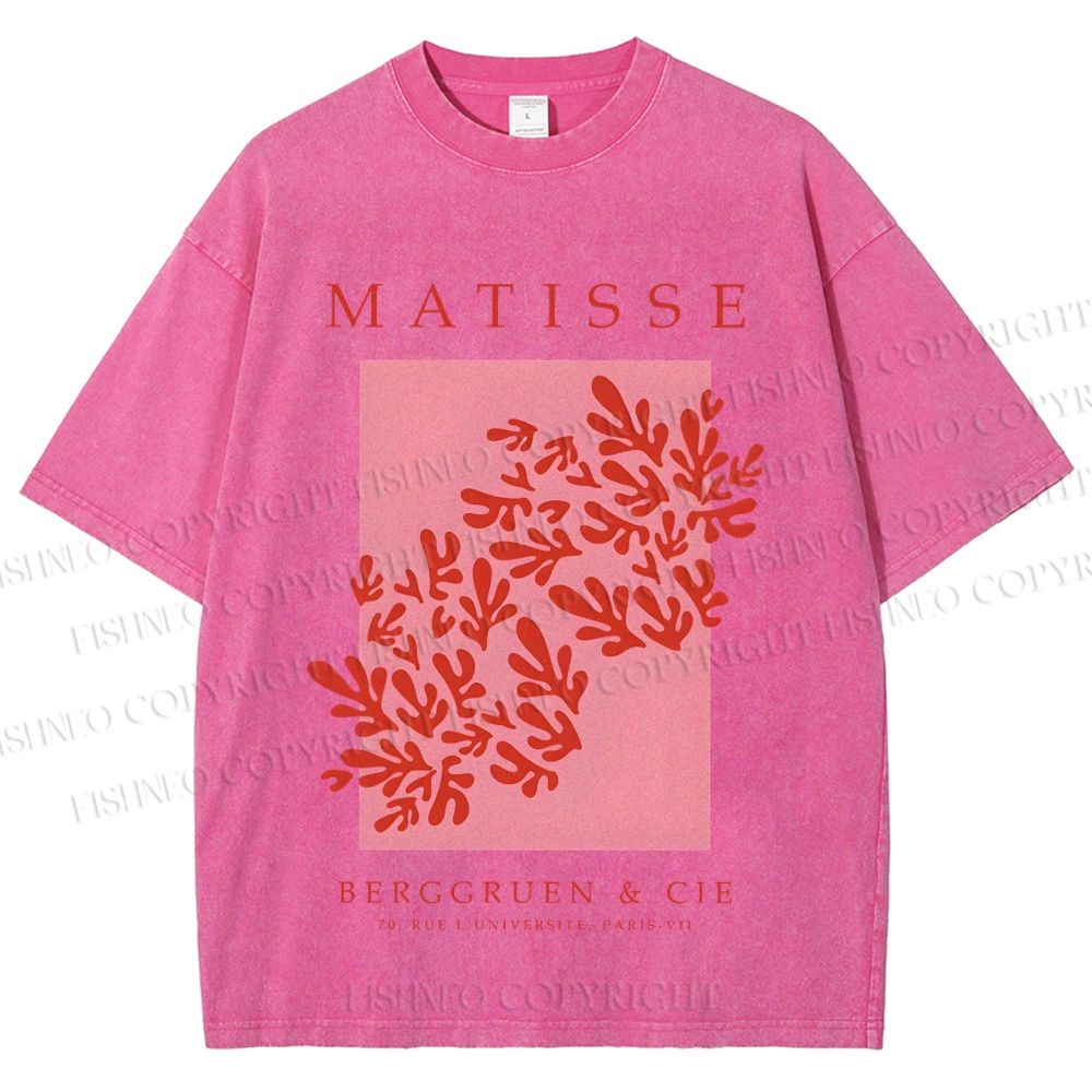 Unisex Coral Printed Washed Tee