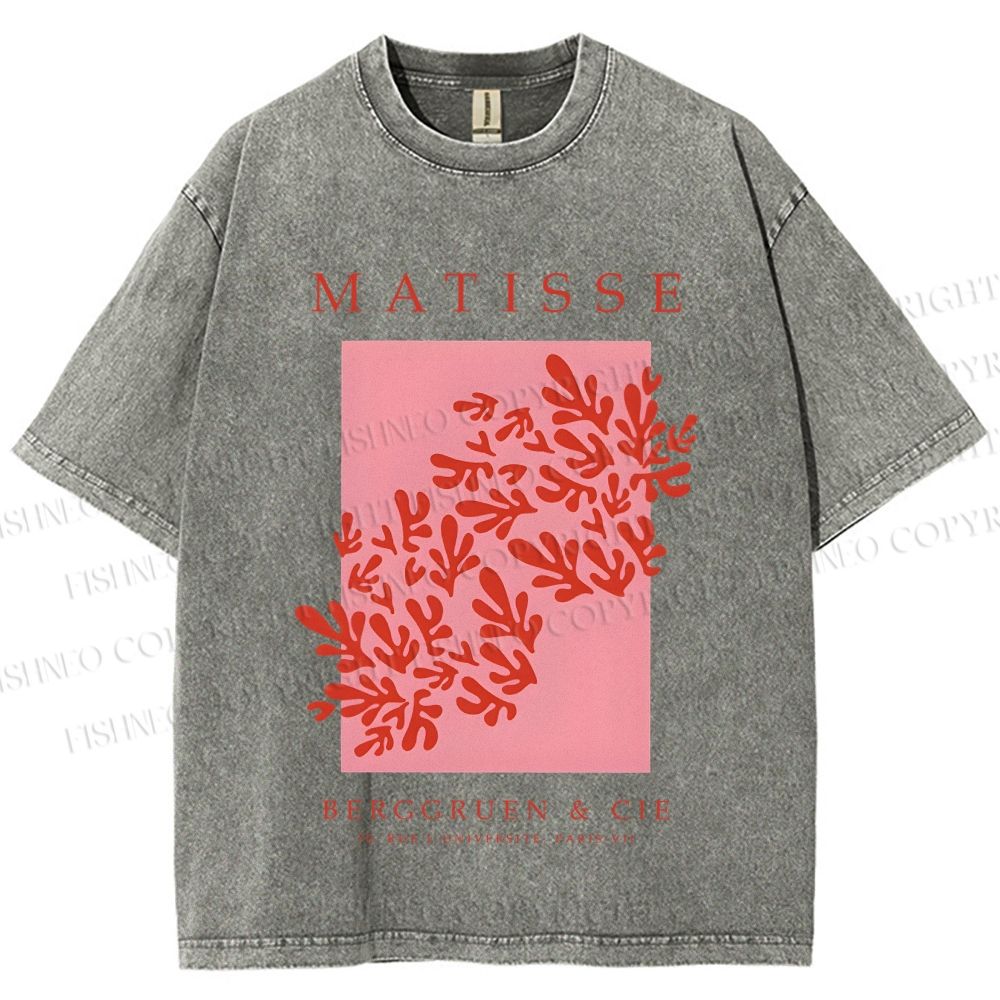 Unisex Coral Printed Washed Tee