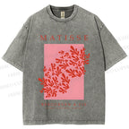 Unisex Coral Printed Washed Tee