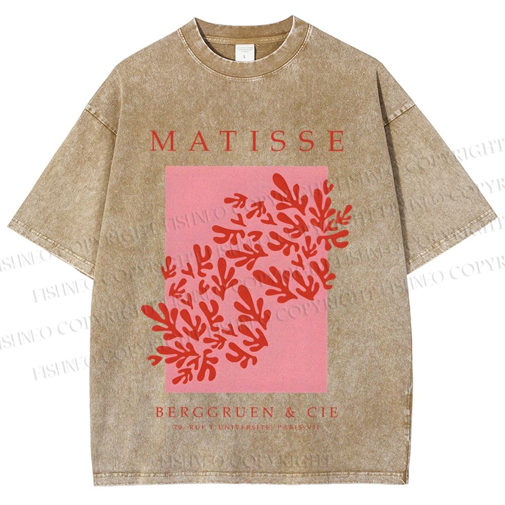 Unisex Coral Printed Washed Tee