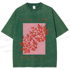 Unisex Coral Printed Washed Tee