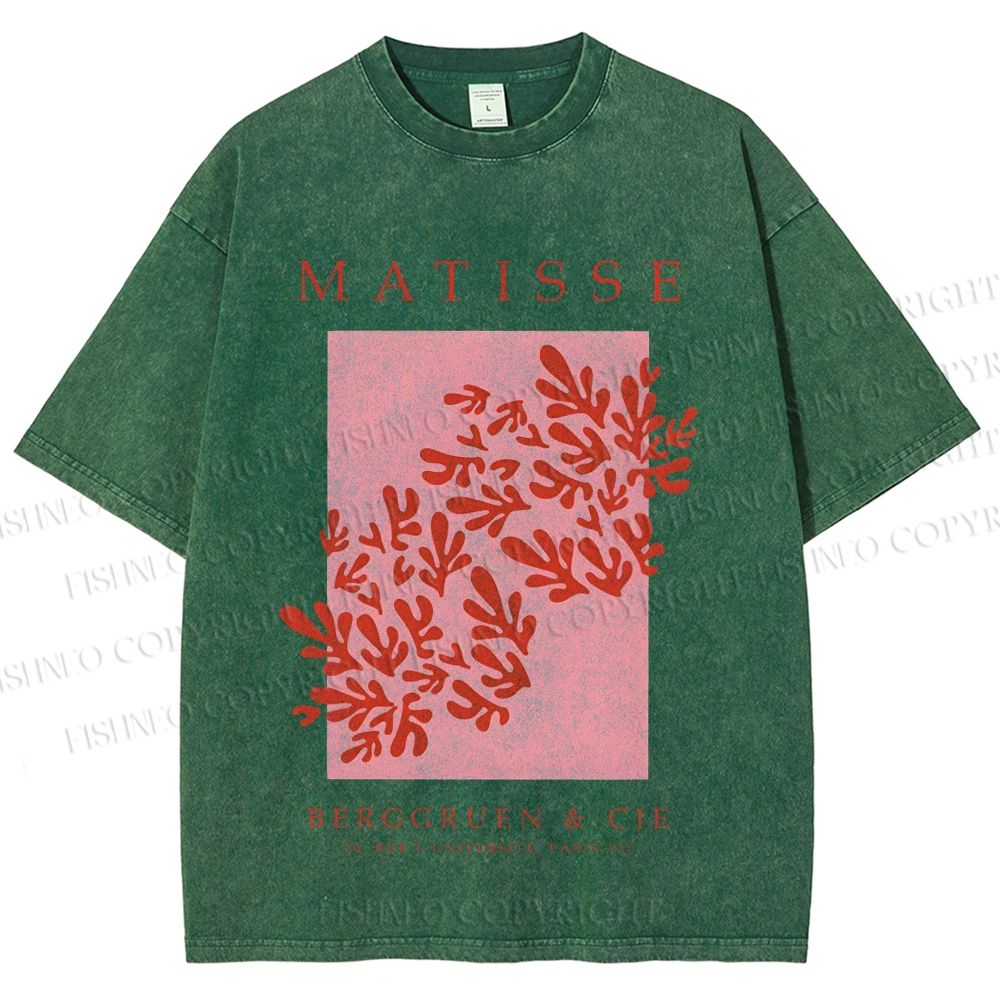 Unisex Coral Printed Washed Tee