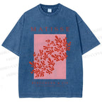 Unisex Coral Printed Washed Tee
