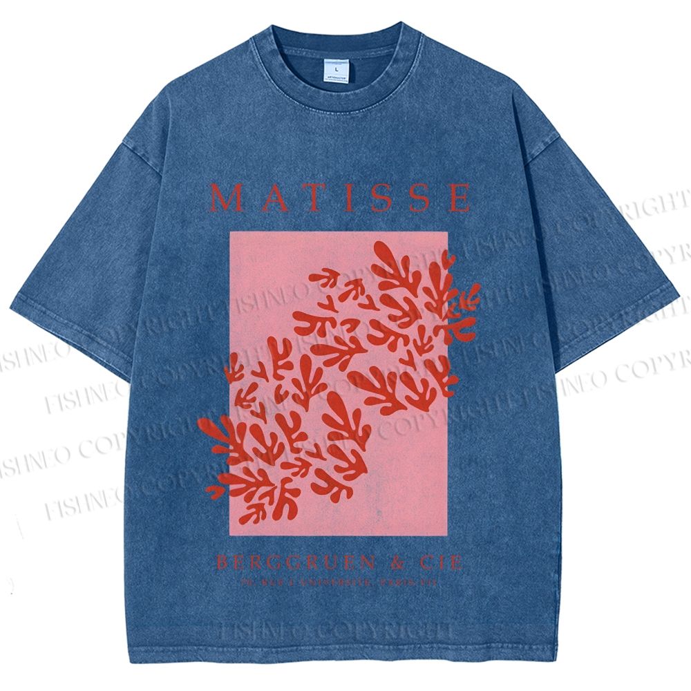 Unisex Coral Printed Washed Tee