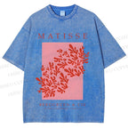 Unisex Coral Printed Washed Tee