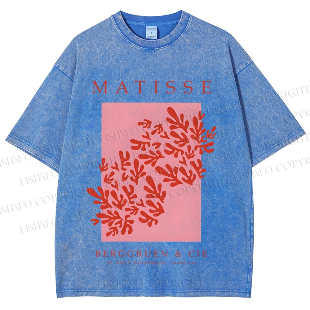 Unisex Coral Printed Washed Tee