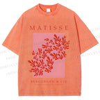 Unisex Coral Printed Washed Tee