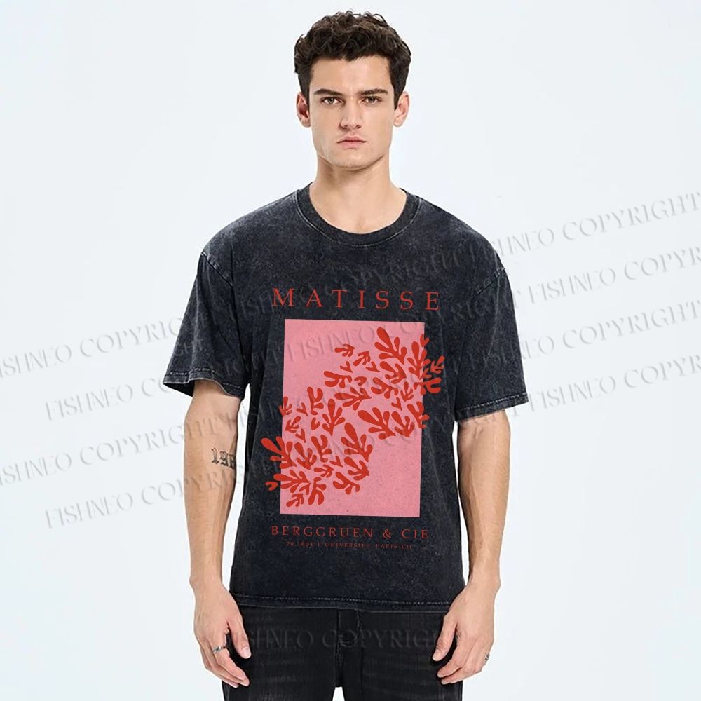 Unisex Coral Printed Washed Tee