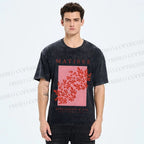 Unisex Coral Printed Washed Tee