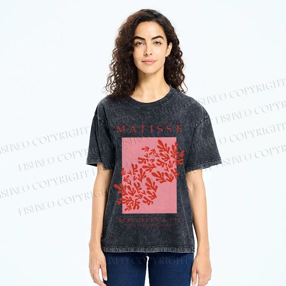 Unisex Coral Printed Washed Tee