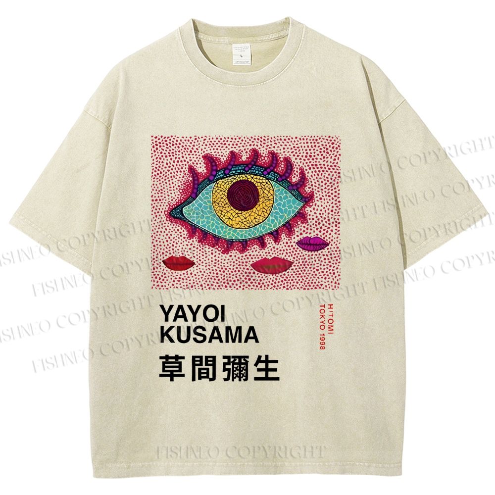 Unisex Japanese Yayoi Kusama Printed Washed Tee