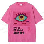 Unisex Japanese Yayoi Kusama Printed Washed Tee