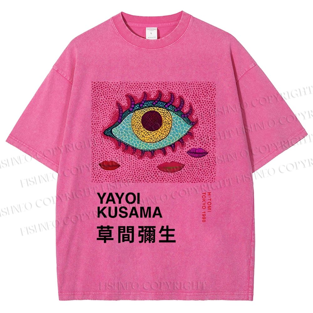 Unisex Japanese Yayoi Kusama Printed Washed Tee
