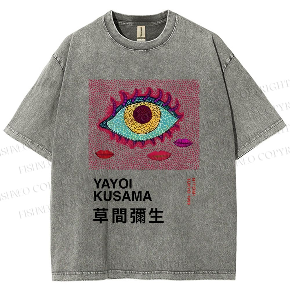 Unisex Japanese Yayoi Kusama Printed Washed Tee