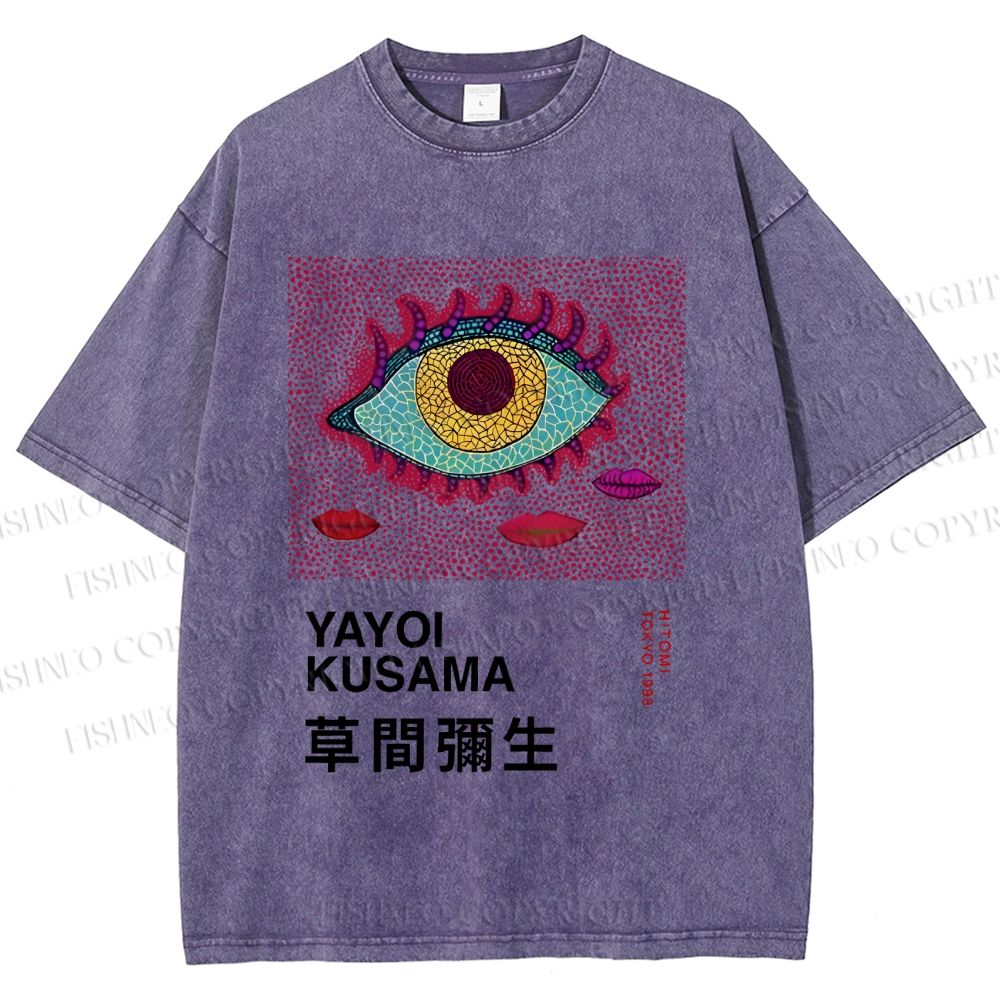 Unisex Japanese Yayoi Kusama Printed Washed Tee