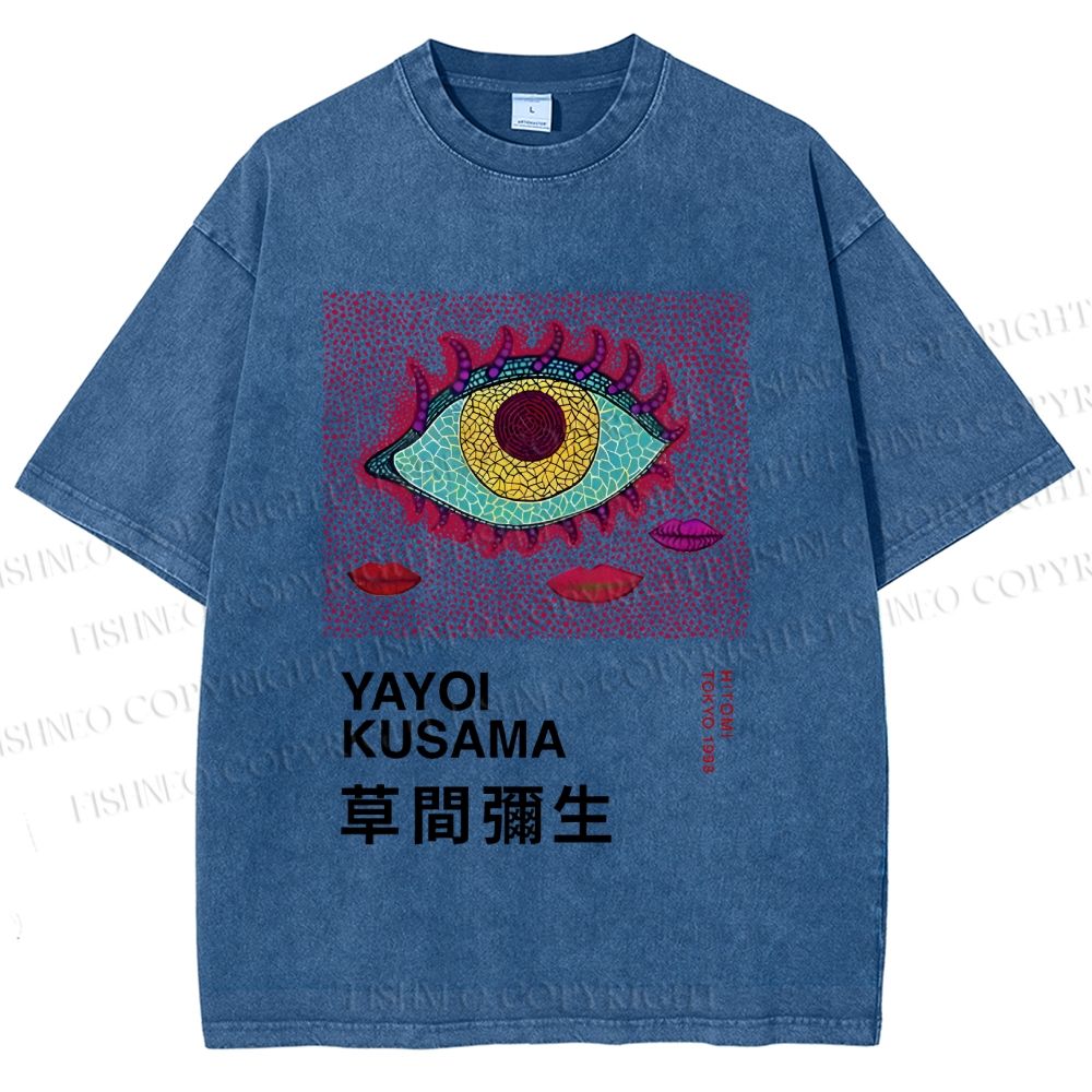Unisex Japanese Yayoi Kusama Printed Washed Tee