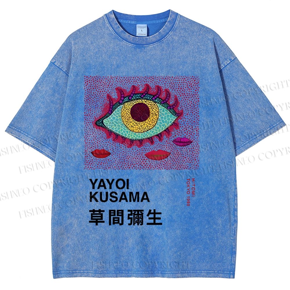 Unisex Japanese Yayoi Kusama Printed Washed Tee