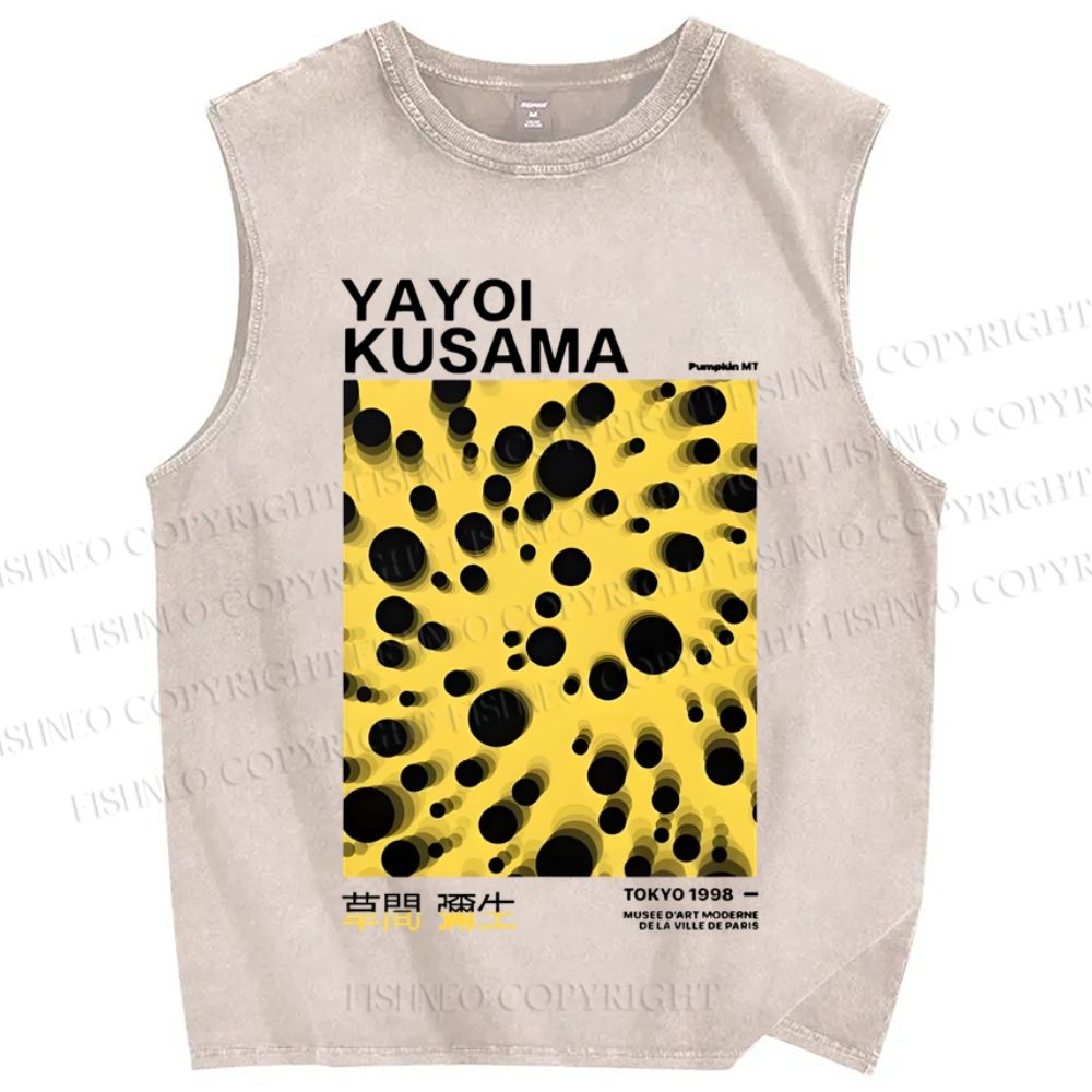 Unisex Japanese Yayoi Kusama Printed Washed Tank Top