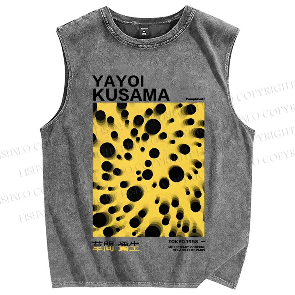 Unisex Japanese Yayoi Kusama Printed Washed Tank Top