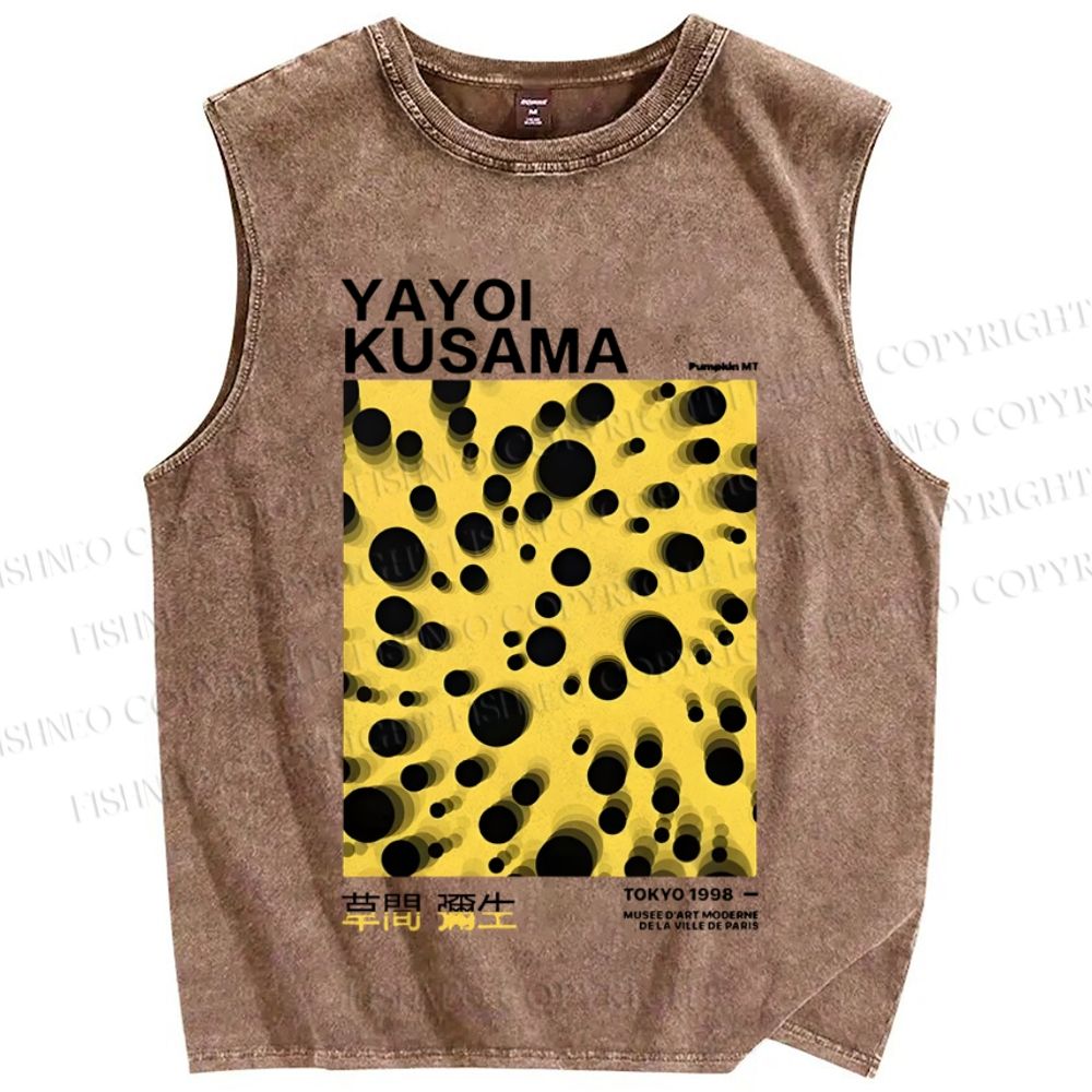 Unisex Japanese Yayoi Kusama Printed Washed Tank Top