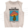 Unisex Mushroom Printed Washed Tank Top