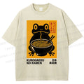 Unisex Ramen Frog Printed Washed Tee