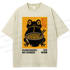 Unisex Ramen Frog Printed Washed Tee