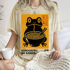 Unisex Ramen Frog Printed Washed Tee