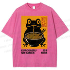 Unisex Ramen Frog Printed Washed Tee