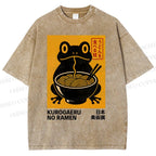 Unisex Ramen Frog Printed Washed Tee