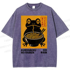 Unisex Ramen Frog Printed Washed Tee