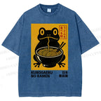 Unisex Ramen Frog Printed Washed Tee